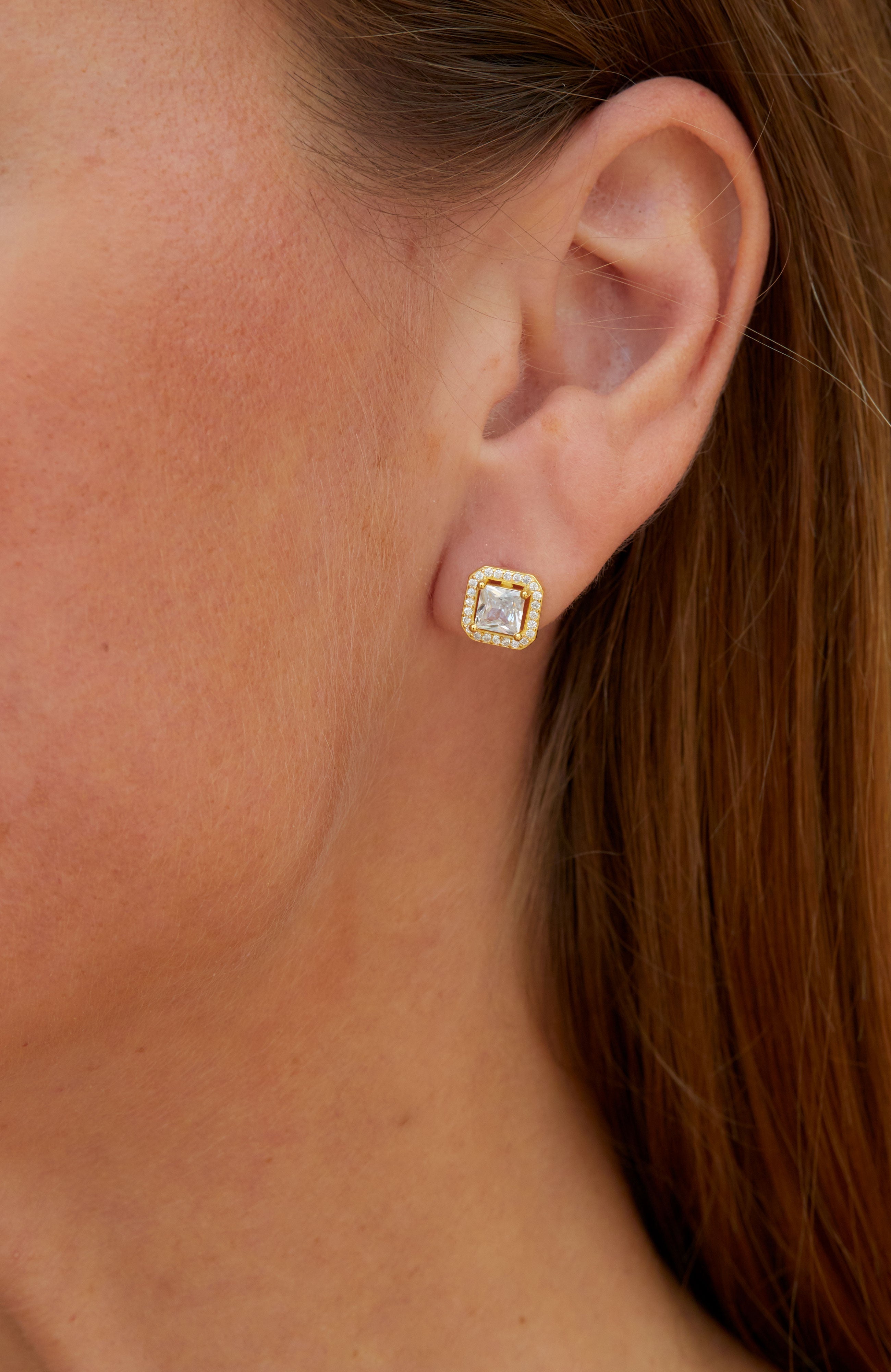 Vermeil Asscher Cut Stud