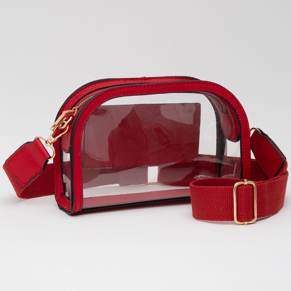 Faux Leather Transparent Crossbody Camera Bag