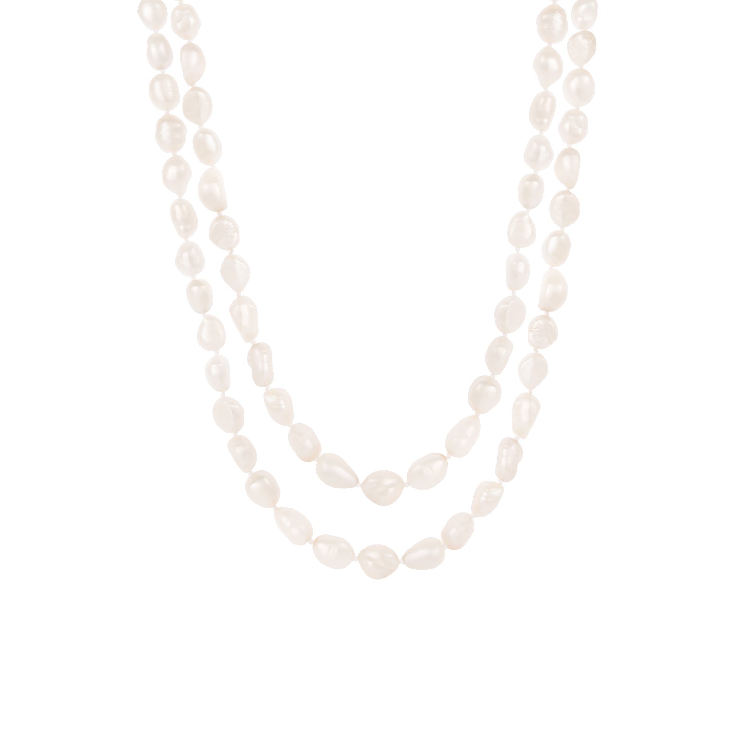 Endless 64" Multicolor Baroque Shaped Pearl Necklace