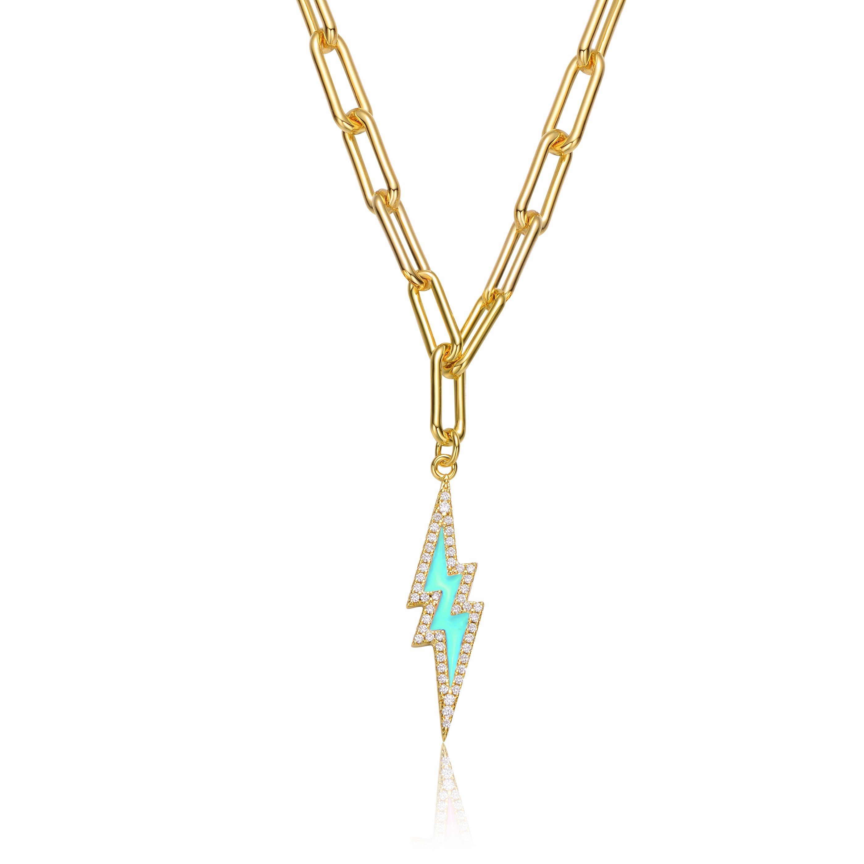 Rg 14K Gold Plated Cubic Zirconia Charm Necklace