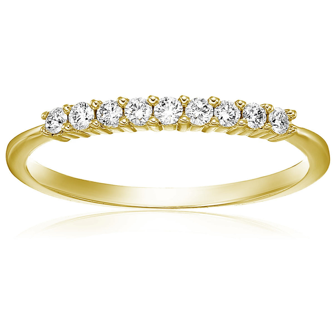 1/5 cttw Diamond Wedding Band 14K White or Yellow Gold 9 Stones Prong Set Round