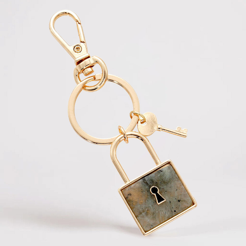 Semi Precious Lock Keychain / Bag Charm