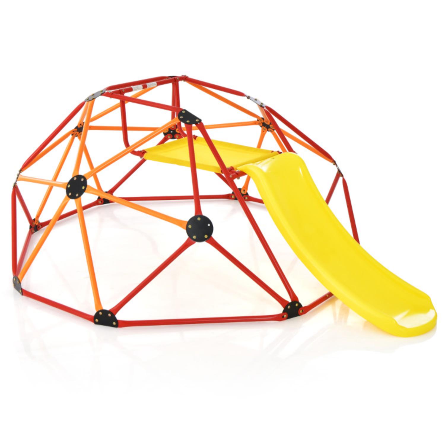 Kids Climbing Dome with Slide and Fabric Cushion for Garden Yard-Green
