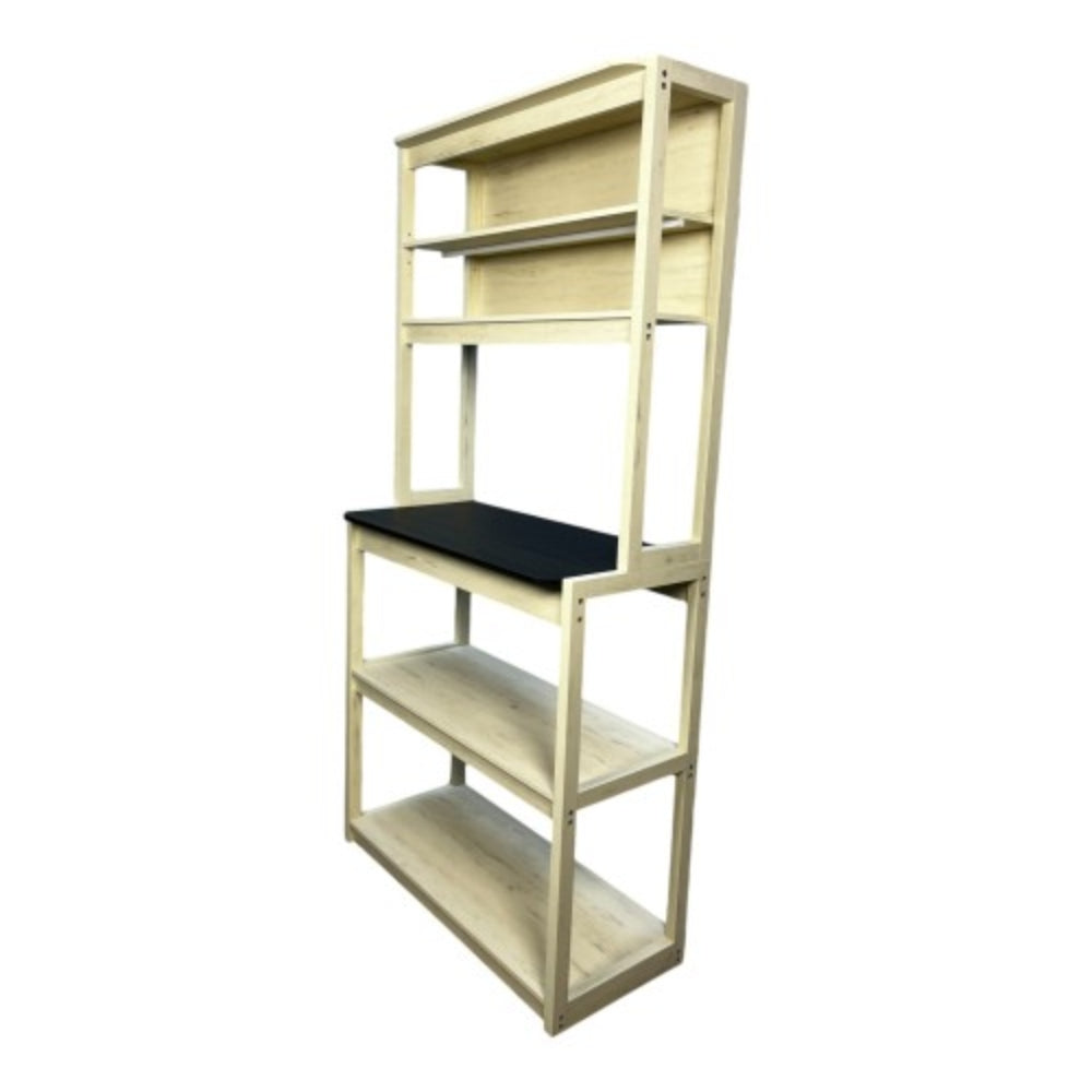Hivvago 5 Tier White And Black Bakers Rack For Kitchen With Storage And Coffee Bar