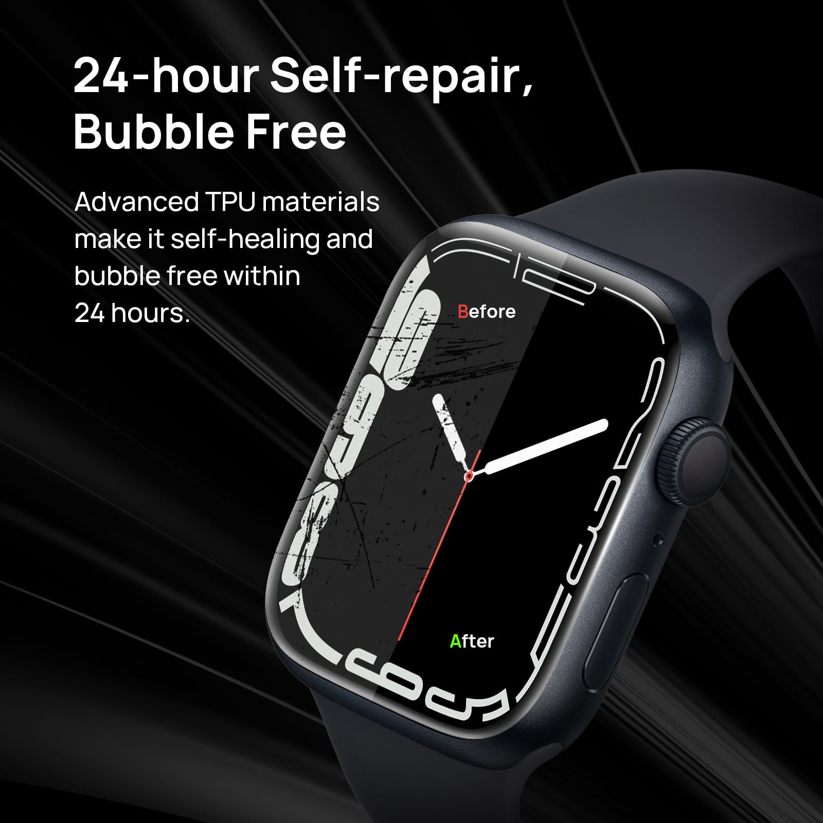Sodi - 8 Pack for Apple Watch Screen Protector 41mm Series 9/8/7, Anti-Scratch, Touch Sensitive, Soft HD TPU Film, Bubble Free - Clear