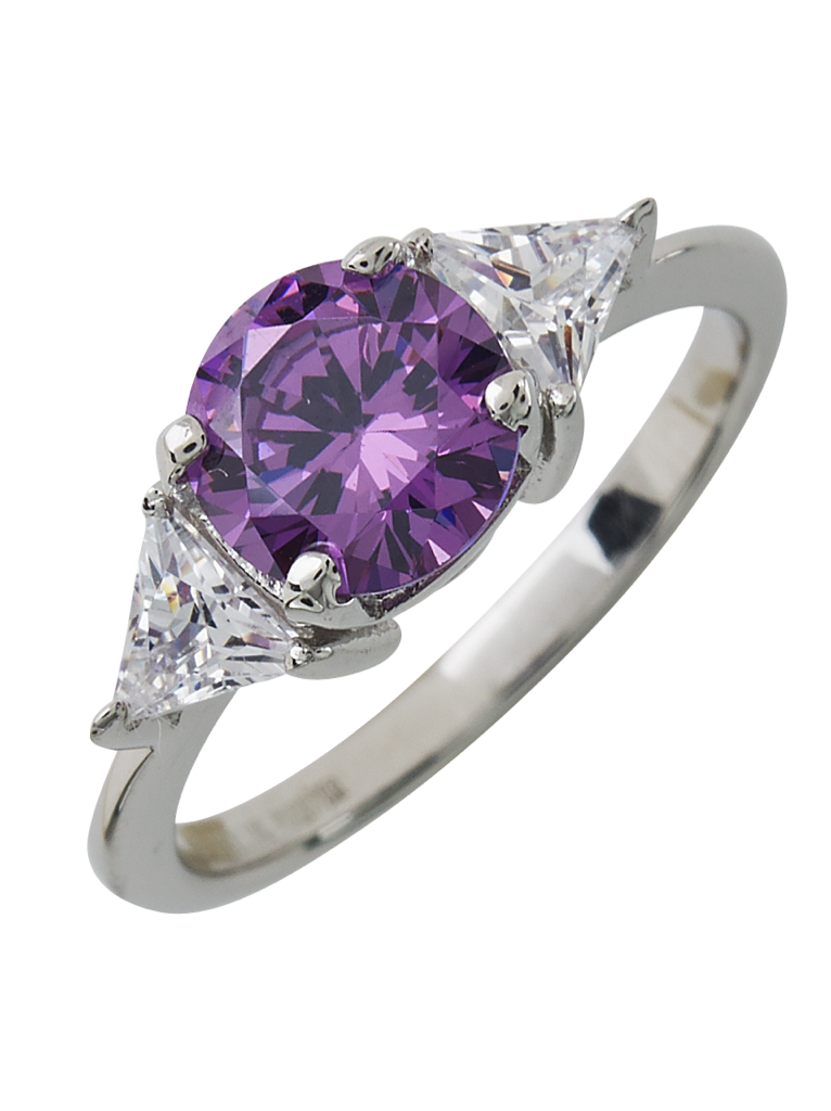 Sterling Silver Lavender and CZ Ring