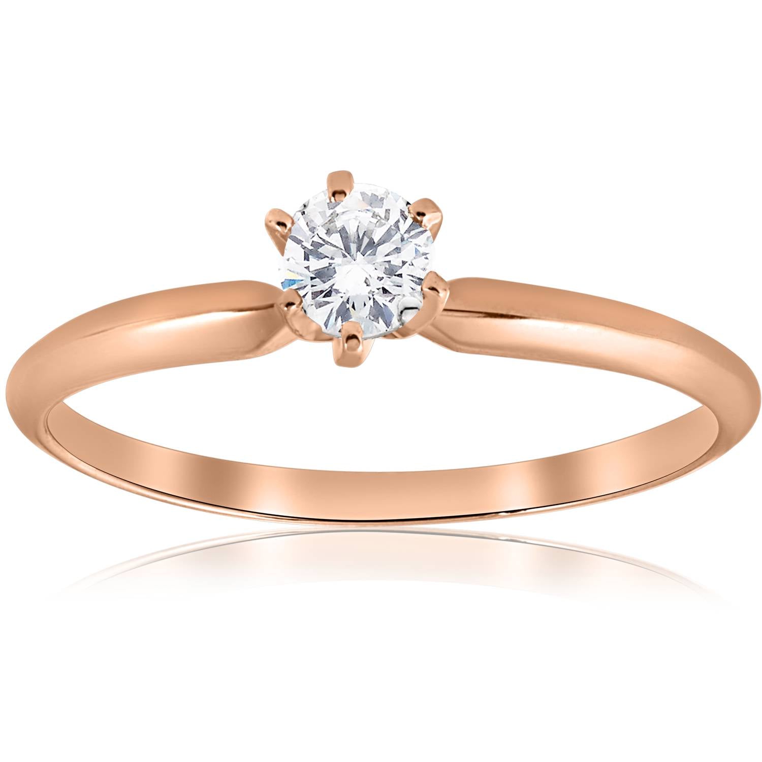 1/4 ct Solitaire Diamond Engagement Ring 14k Rose Gold