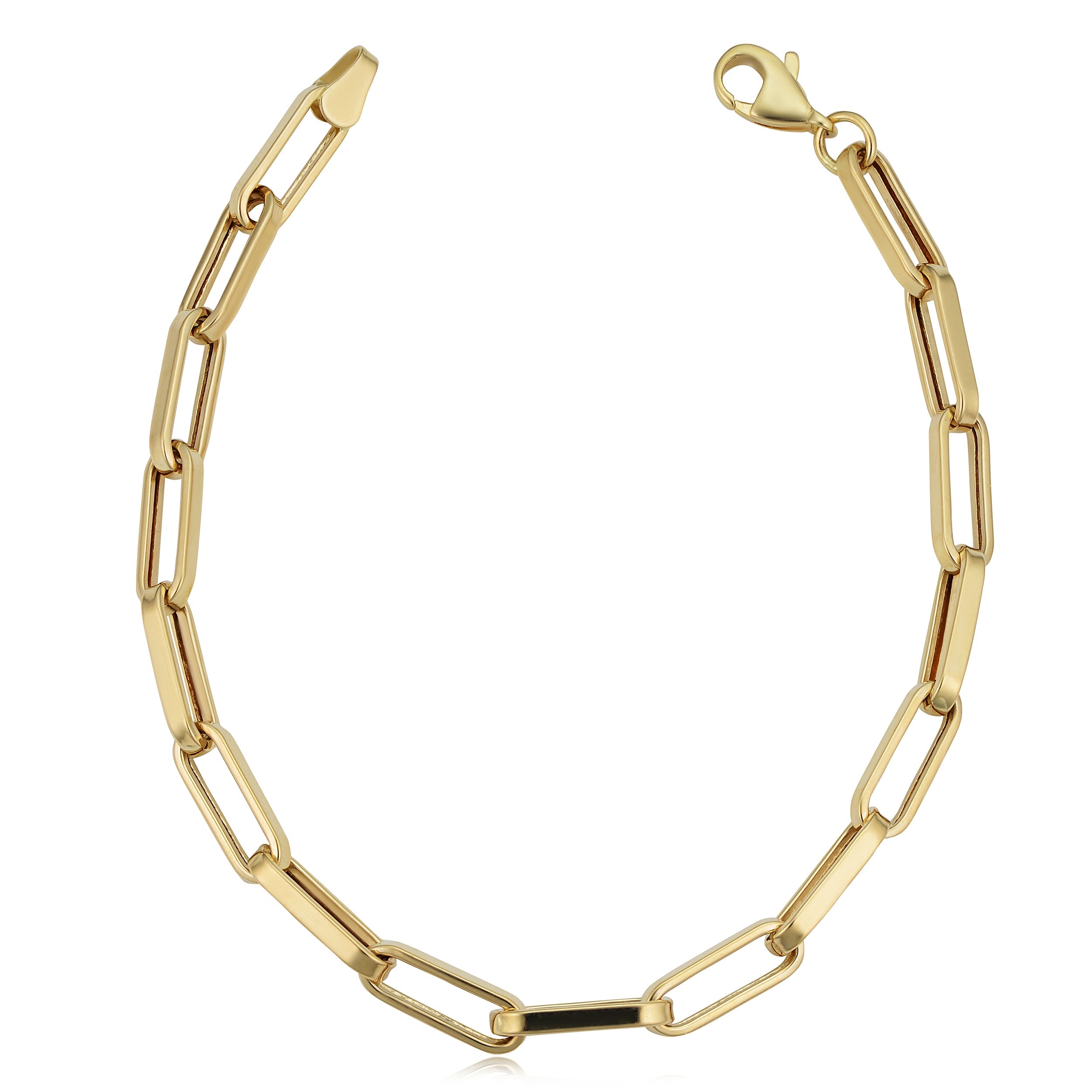 14k Yellow Gold Paperclip Chain Bracelet (4.4 mm, 7.5 inch)