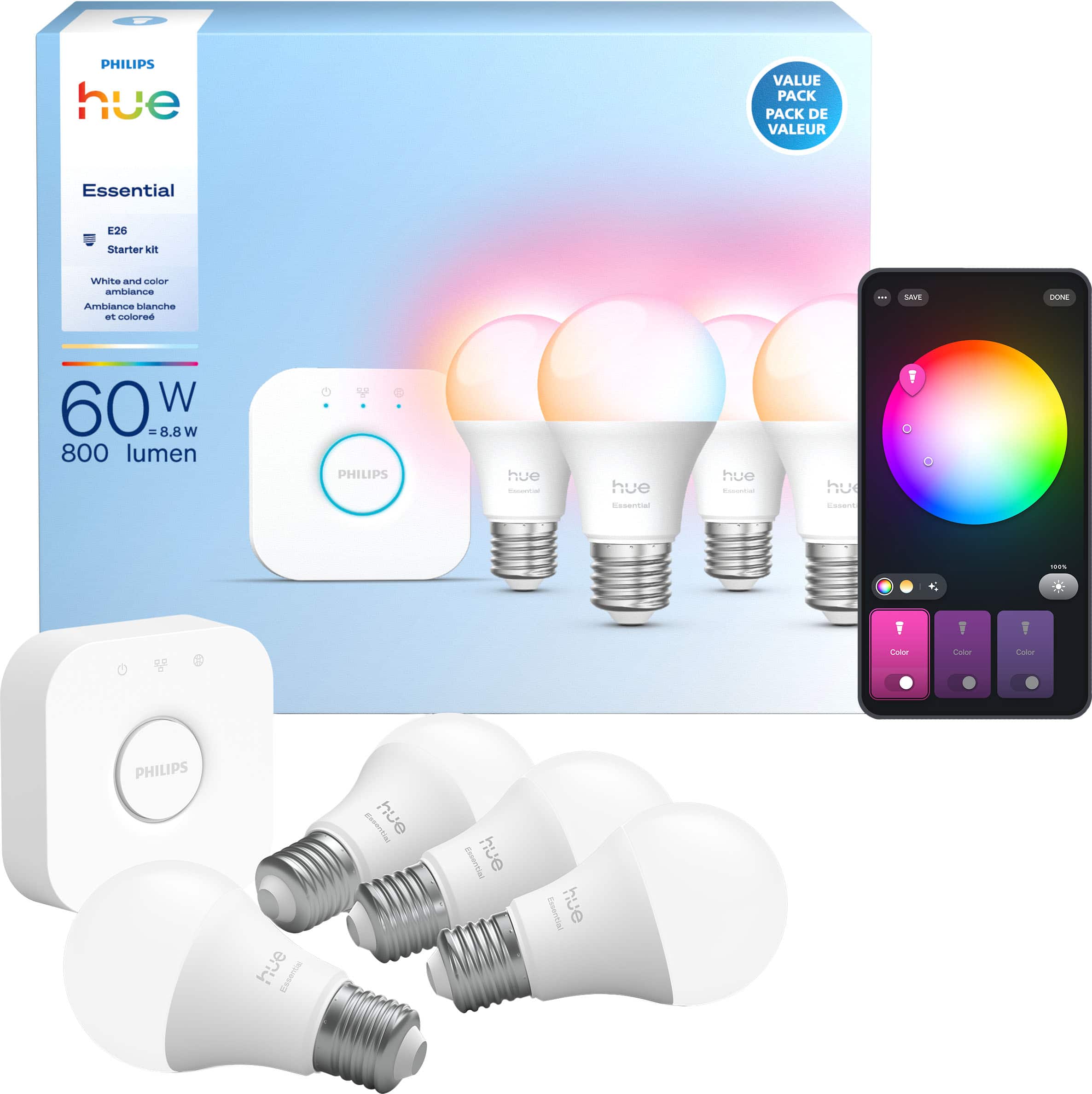 Philips - Hue Essential Starter Kit - White and Color Ambiance