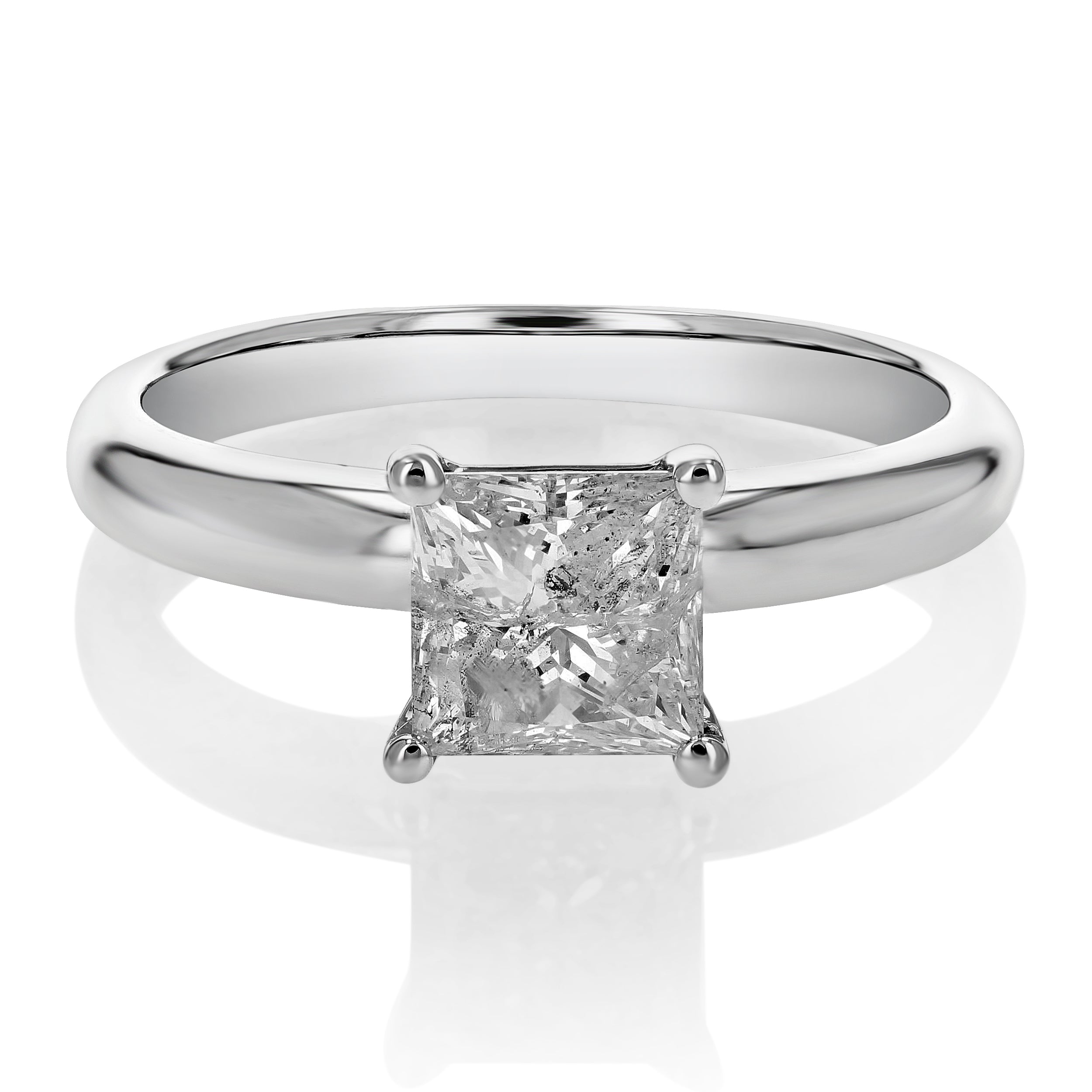 1.35 cttw Princess Diamond Solitaire Engagement Ring 14K White Gold Prong