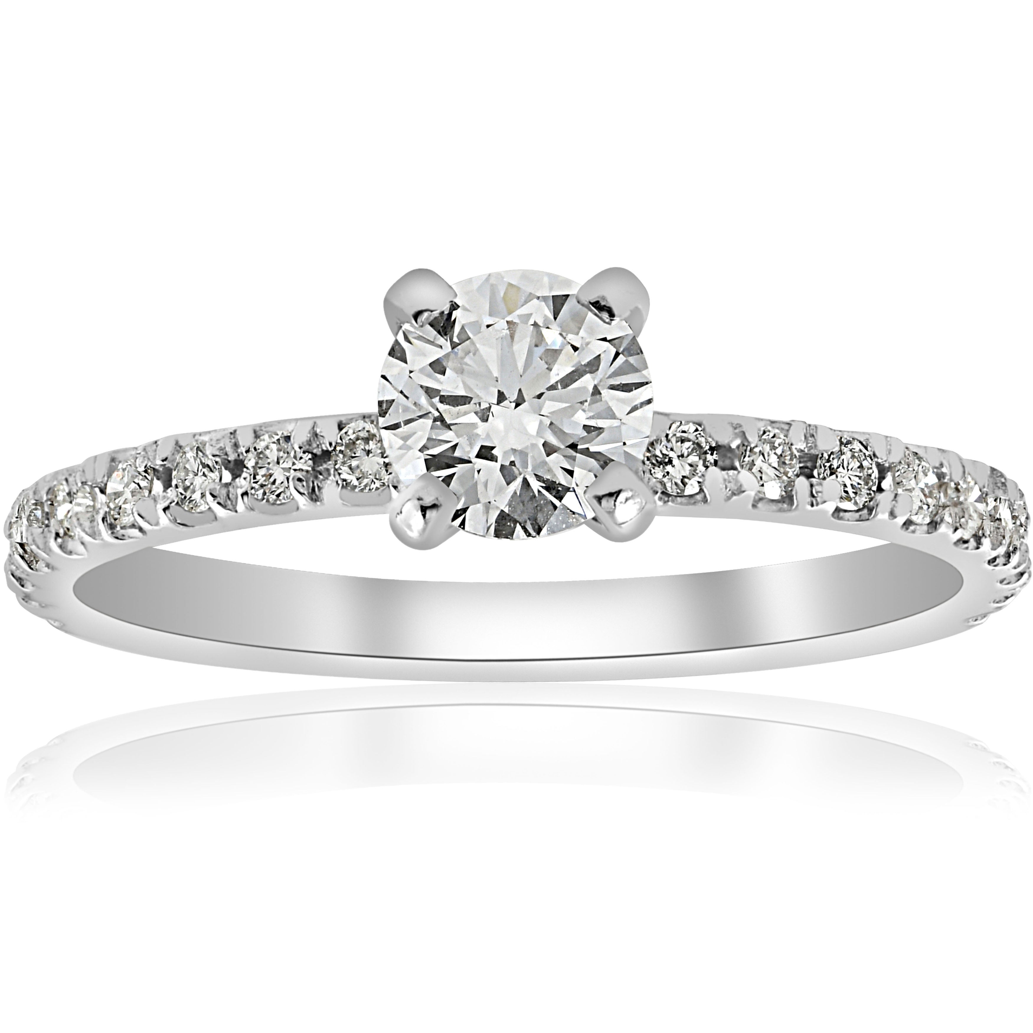 3/4ct Diamond Engagement Ring French Pave Set 14k White Gold