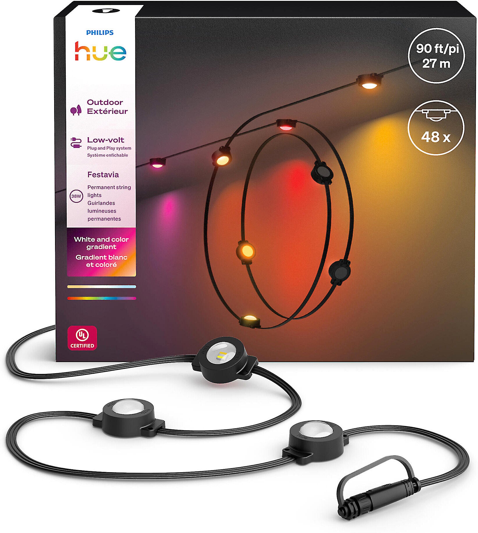 Philips Hue Festavia Permanent Outdoor String Lights (90 feet)